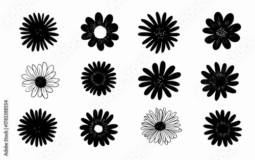 다양한 스타일의 데이지 꽃 일러스트 12개 모음