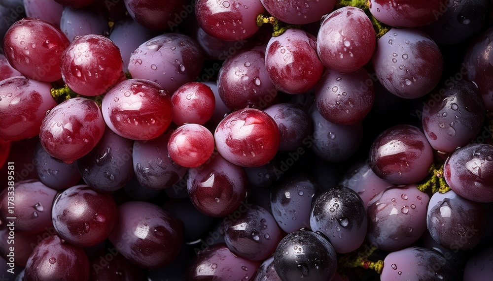 Fototapeta premium Red Grapes Close Up Background Black Grapes Texture