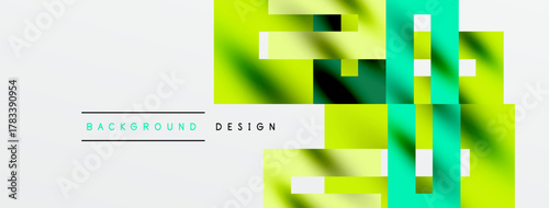 Abstract geometric pattern. Vibrant green, teal hues blend. Modern design elements create dynamic visual texture. Minimalist style.