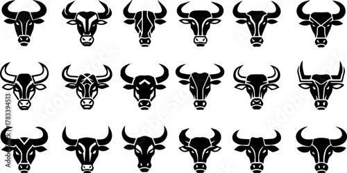 Collection of Bull Head Vector Illustrations.