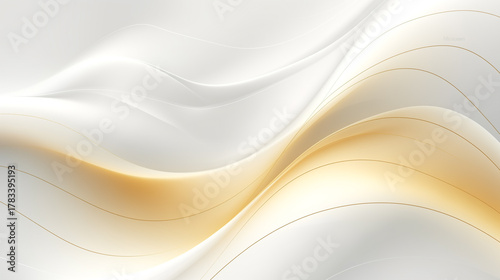 Elegant White and Gold Abstract Background with Flowing Curves. Modern Luxury Wavy Design for Business, Banner, Website, and Presentation.