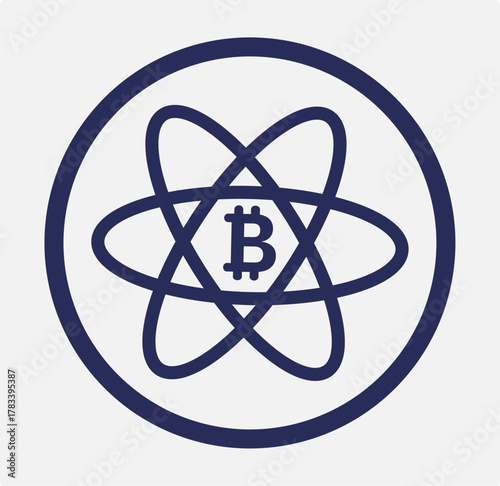 Bitcoin Atomic Symbol Icon — Blockchain & Cryptocurrency Concept