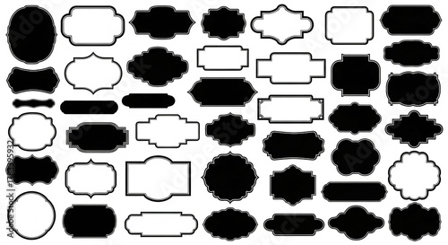 Set of diverse vintage frame shapes decorative vector design elements for labels banners and graphic design projects isolated on w