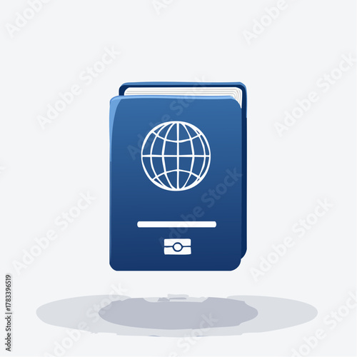 Passport icon with globe graphic for travel and international concepts