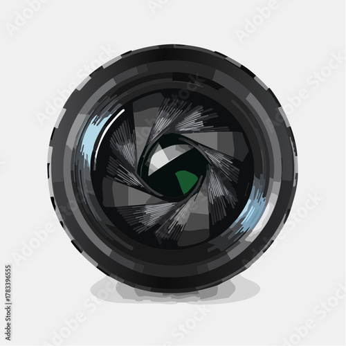 Professional camera lens illustration on white background aperture concept