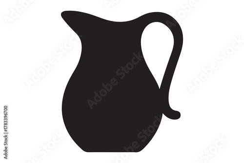 Simple Silhouette Illustration of a Pitcher or Jug on White Background