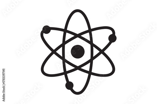 Atom model illustration representing science technology and basic particle structure