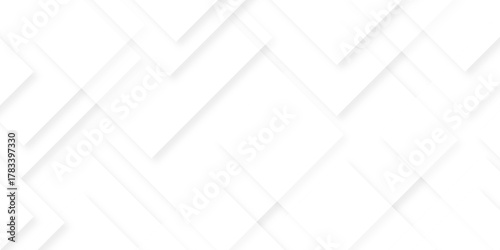 Modern Abstract white background design with layers of textured white transparent material in triangle and squares shapes. White color technology concept geometric line vector background.	