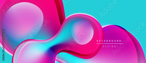 Abstract fluid shapes, vibrant pinks, blues create dynamic background. Modern design, smooth gradients offer visual interest.