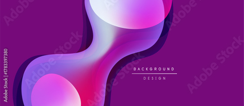 Abstract flowing shapes, vibrant purple hues, modern design. Gradient colors create dynamic visual effect. Smooth curves suggest movement.