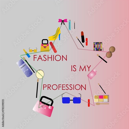Set Accessories Hand Bag Shoes Stock Vector