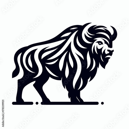 Wallpaper Mural Minimalist Bison Logo on White Background Vector Icon Simple Geometric Animal Silhouette Clean Design for Branding Torontodigital.ca