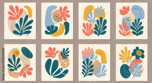 vector set of colorful floral elements