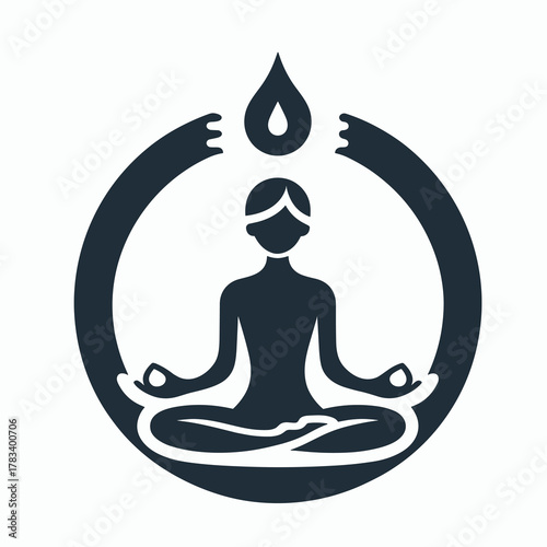 Yoga Meditative Logo on White Background Minimalist Zen Icon Vector