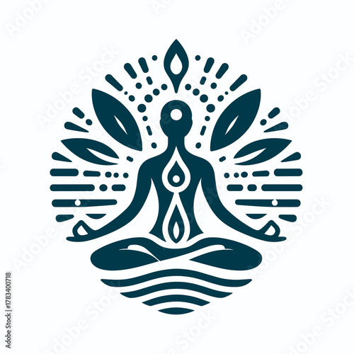 Yoga Meditative Logo on White Background Minimalist Zen Icon Vector