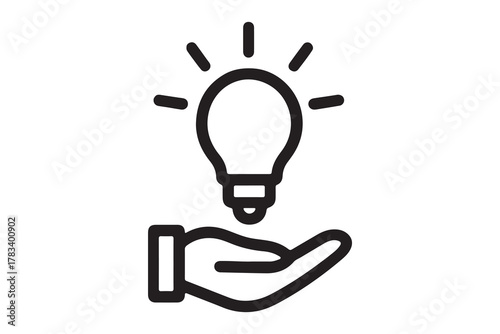Icon of idea bulb over hand creative thinking solution concept