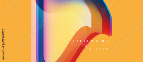 Abstract vibrant design. Overlapping colorful shapes create dynamic visual effect. Yellow background enhances modern aesthetic.