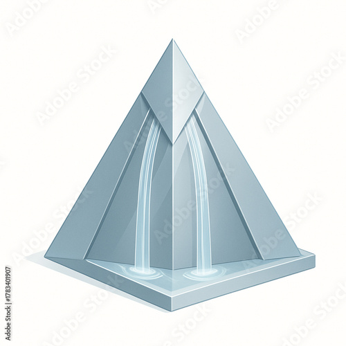 Vector Illustration of geometric water fountain with triangular metal panels