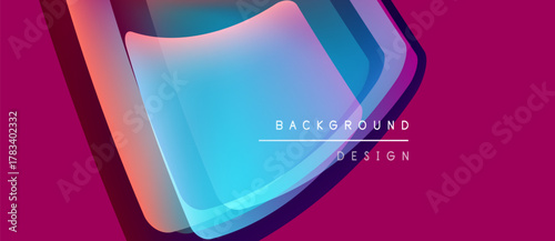 Abstract vibrant design. Overlapping layers create dynamic visual effect. Pink background complements blue hues. Modern aesthetic.