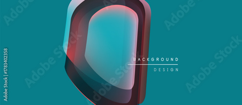 Abstract geometric shape dominates teal background. Gradient colors blend, creating modern visual effect. Text reads background design.