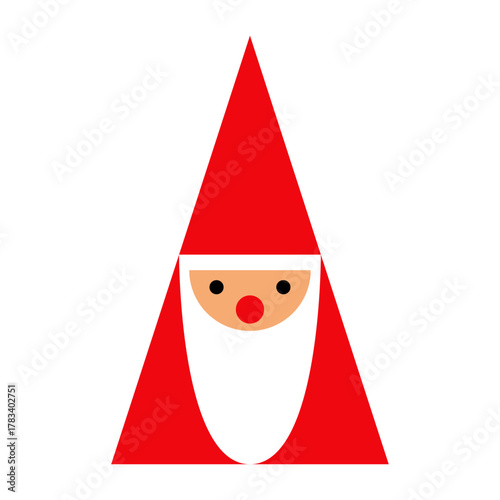 Logo con árbol de navidad como Santa Claus abstracto con forma de triángulo para tarjetas y felicitaciones de Navidad