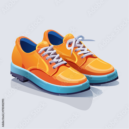 Vibrant orange footwear illustration isolated cartoon style design