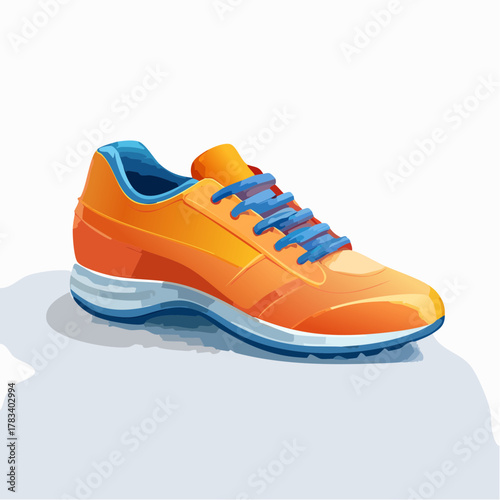 Vibrant orange running shoe isolated on white background digital illustration