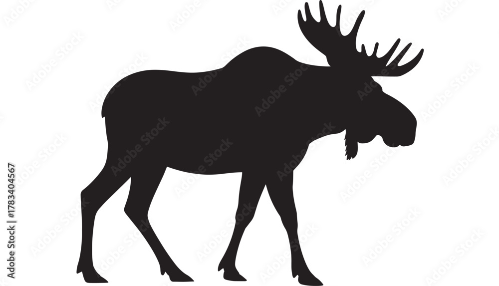 Obraz premium Moose silhouette vector illustration isolated on white background wildlife animal graphic for logo or design element