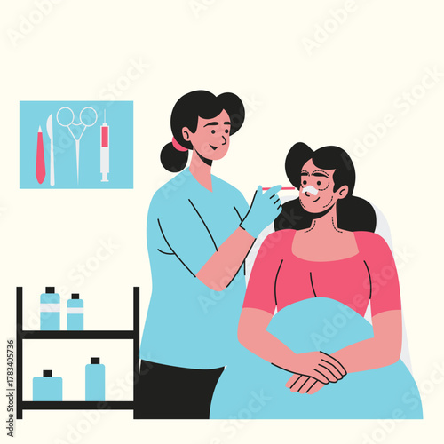 Plastic Surgery doctor consulting patient before facial enhancement surgery