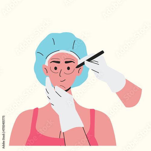 Plastic Surgery patient undergoing detailed facial surgery under sterile conditions