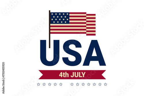 USA Independence Day 4th July Flag Logo Design