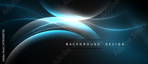 Dark blue abstract lines radiate from bright central light source. Modern design suitable for backgrounds, presentations. Smooth curves create dynamic visual effect.