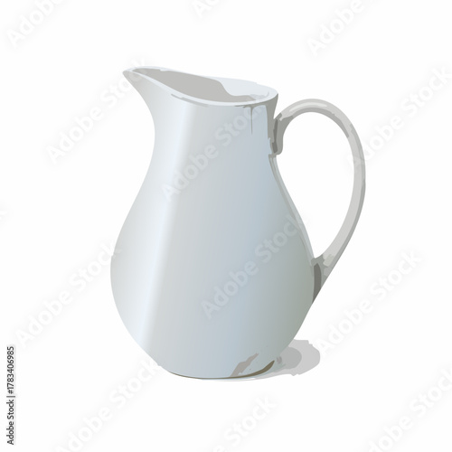 White ceramic pitcher illustration isolated on white background