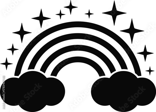 Whimsical Rainbow and Star Bundle Design with Fluffy Clouds for Magical Themed Projects and Creative Applications