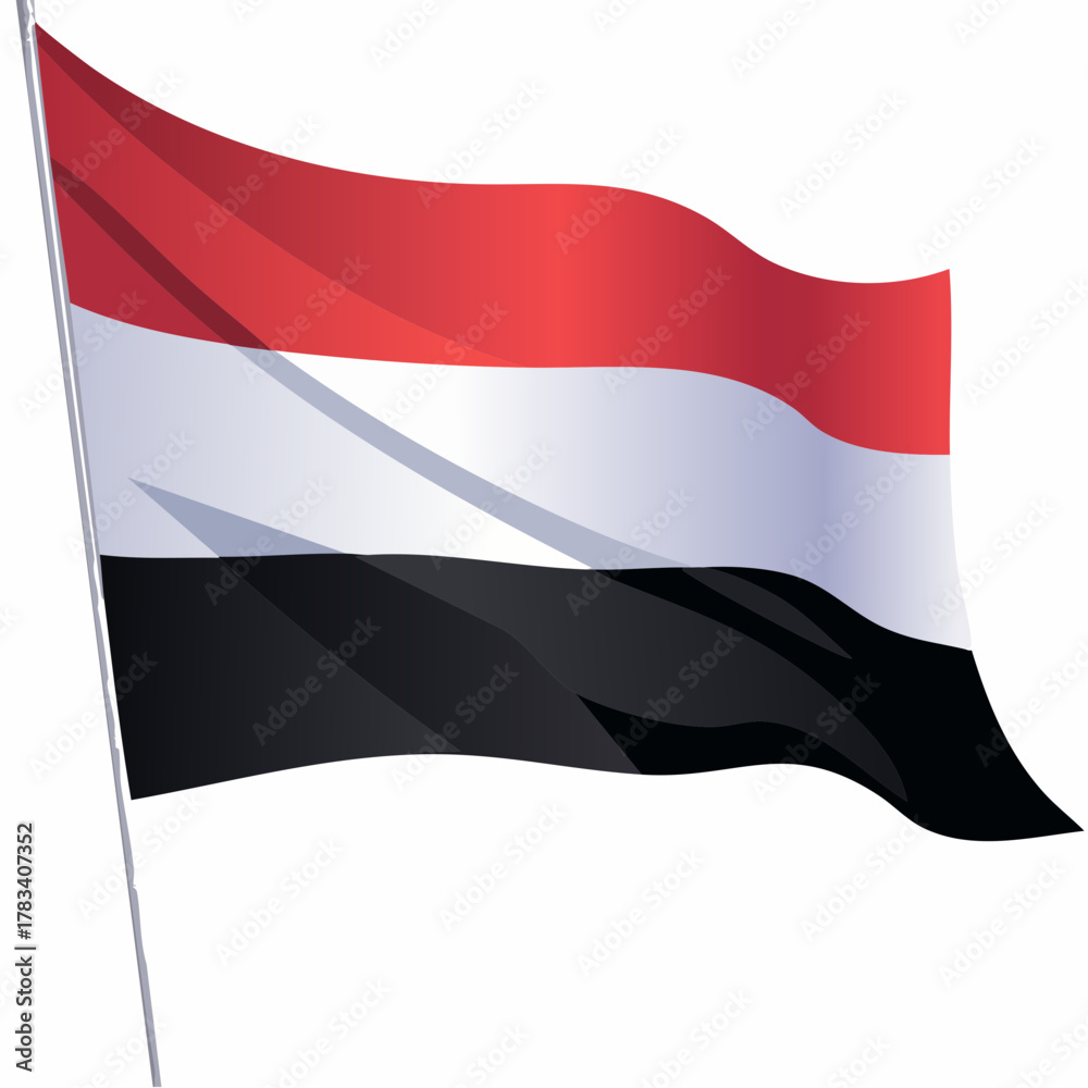 Naklejka premium Yemeni flag waving vector illustration isolated on white background