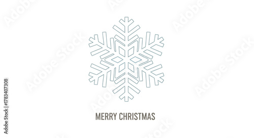 Elegant minimalist snowflake design with merry christmas text on a clean white background for holiday greetings