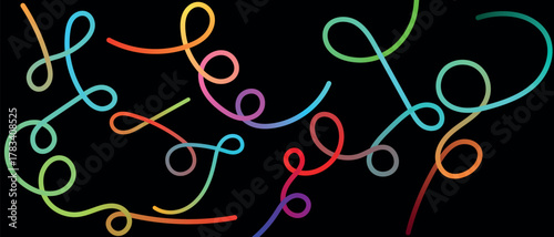 Colorful abstract swirls and line art background