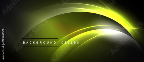 Abstract yellow neon waves over dark background. Modern design element, vibrant glow, smooth curves, dynamic composition.
