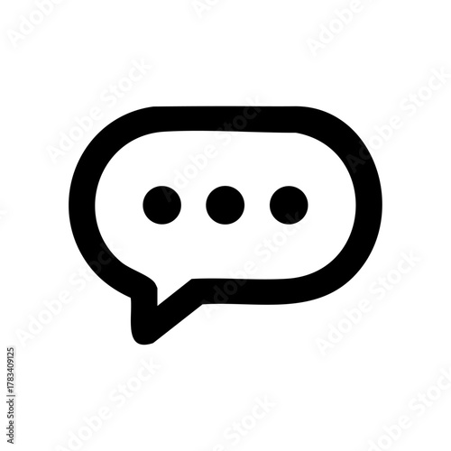 Speech bubble with three dots representing a chat message or typing status, symbolizing communication, online conversation, and instant messaging.