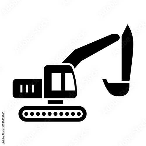 Excavator glyph icon. backhoe illustration.