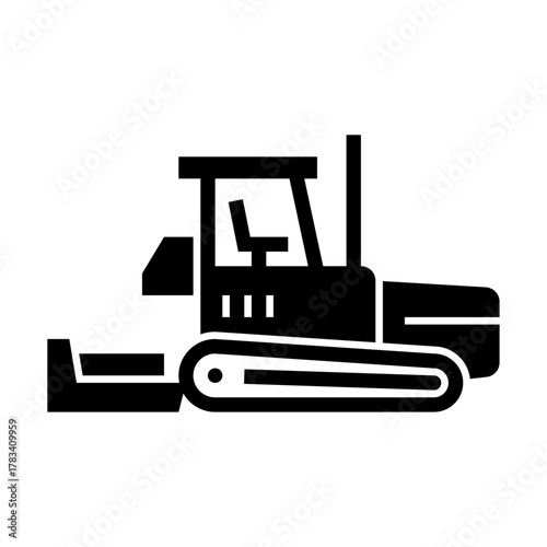 Asphalt paver glyph icon. construction vehicle illustration.