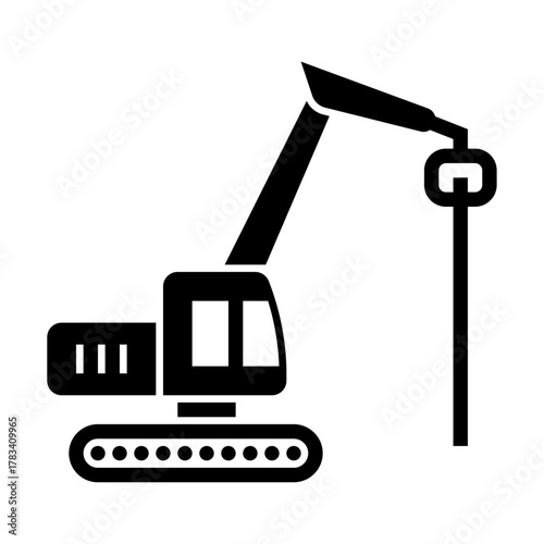 Pile driver glyph icon. Pile driver illustration.