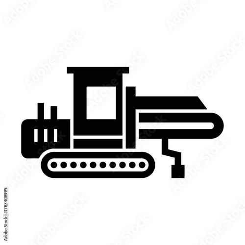 Trencher glyph icon. construction vehicle illustration.