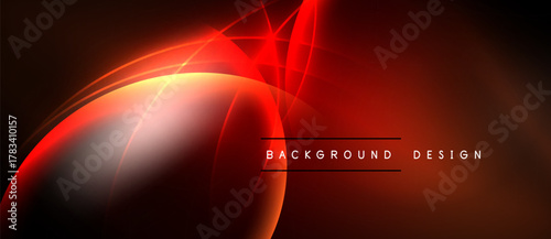 Abstract red design features flowing lines, vibrant curves. Dark background enhances luminosity, creating dynamic visual impact.