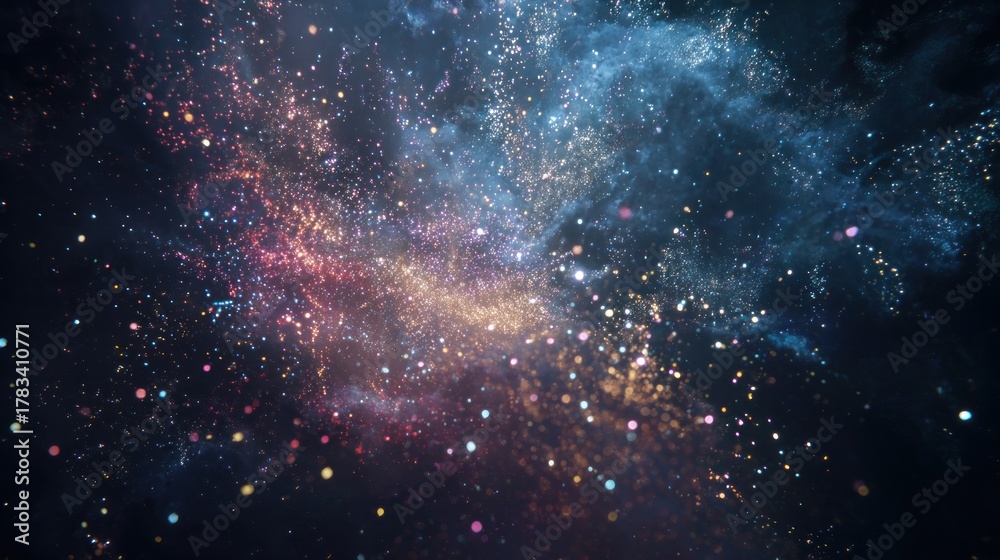 Fototapeta premium Cosmic explosion of stars and galaxies outer space digital art nebula environment wide-angle view astronomical concepts