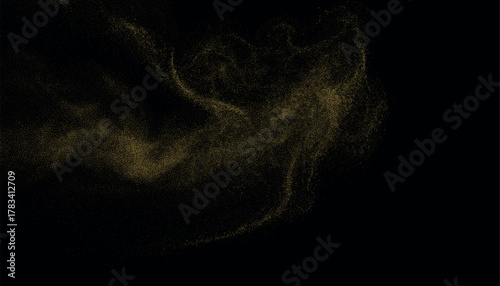 Swirling Golden Dust Cloud on Black Background