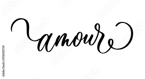 Elegant calligraphy word amour in romantic French inspirational style for wedding and home decor