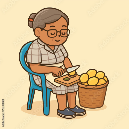 women Lemon Seller (Street Vendor Illustration)