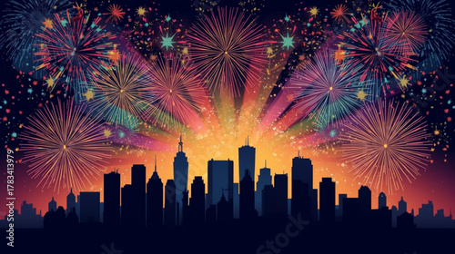 fireworks over the city