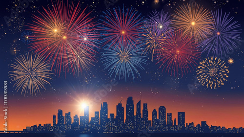 fireworks over the city